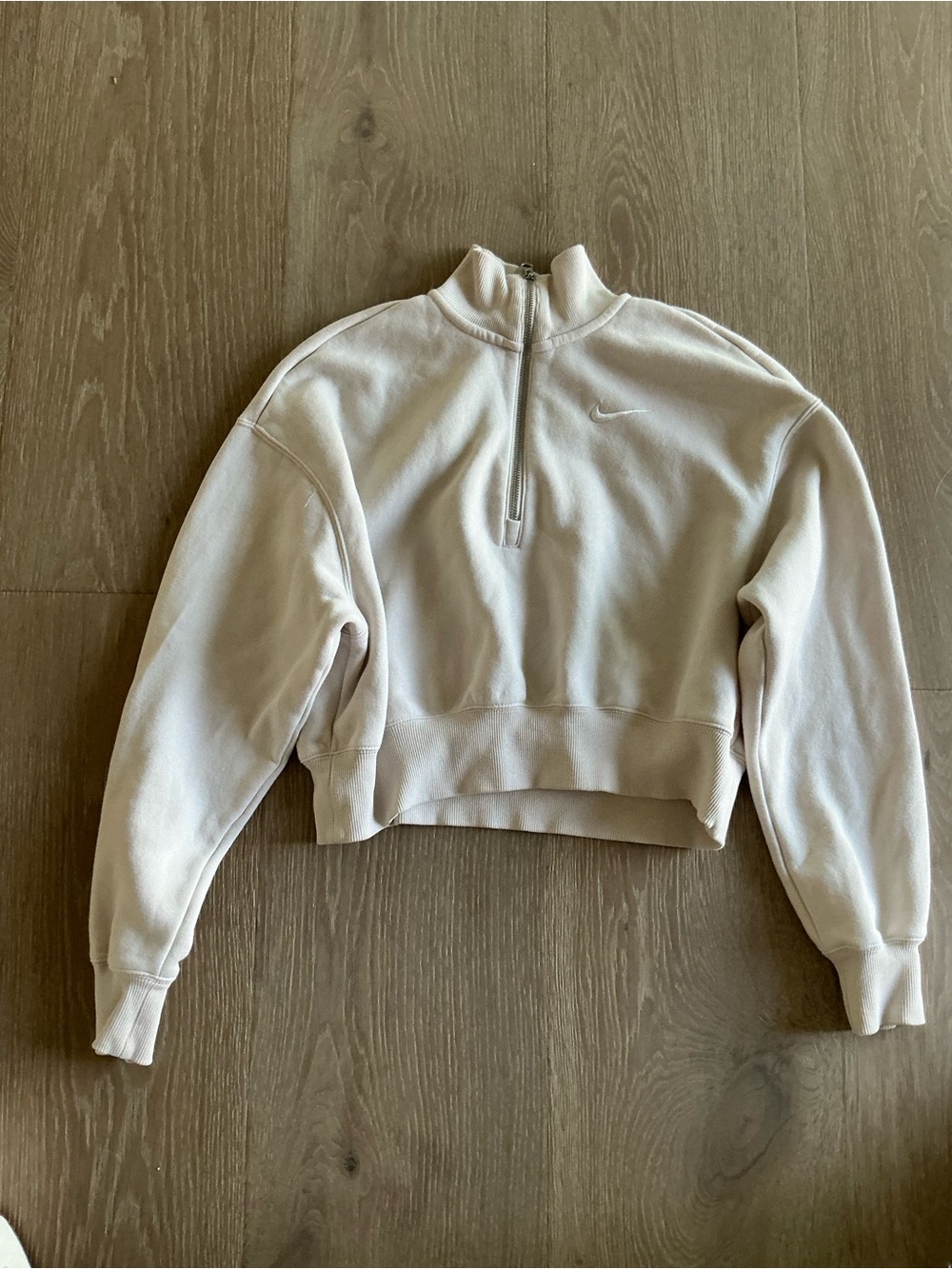 Nike Women's Cream Half-Zip Cropped Sweatshirt - Neutral Tone